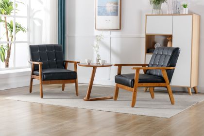 Accent Chairs Set of 2 with Side Table, Mid Century Modern Accent Chair, Wood and Fabric Armchairs Side Chair