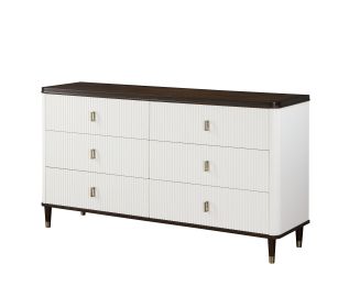 Carena White & Walnut Finish Dresser with Jewerly Tray