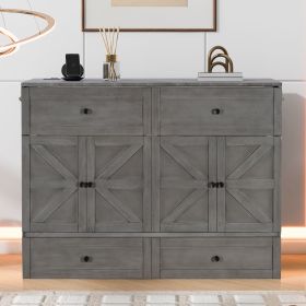 Full Size Murphy Bed with Large Drawers & USB Ports,Brushed Gray