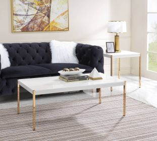 Otrac White & Gold Finish Coffee Table