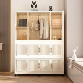 Portable Wardrobe Closet Storage Organizer for Clothes,Clothes Dresser,12 Magnetic Doors-12 Cubes & 1 Hanging Rod,6 pcs hangers