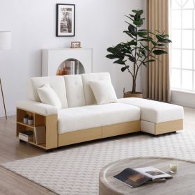 Convertible Sleeper Sofa Couch,Multifunctional Double Folding Sofa Bed,Storage Ottoman and Sofa arm with box and drawer