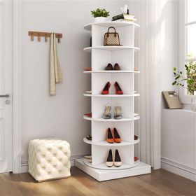 360 Rotating Shoe Cabinet 6 Floors (Color: White)