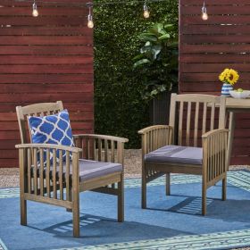 CASA ACACIA DINING CHAIR,2PCS With 2 Cushions (Color: DARK GREY)