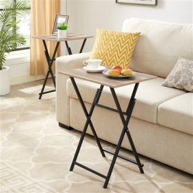 2-piece Folding TV Tray Table, No Need To Assemble Portable Sofa Side Table (Color: Brown)