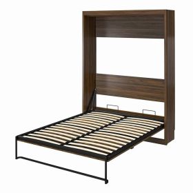 Murphy Bed Space Saving Wall Bed Frame in Oak Wood Finish (Color: Walnut, size: Queen)