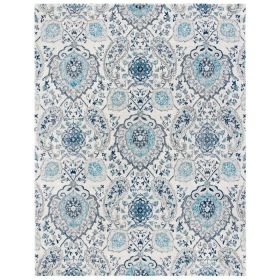 Coastal Damask Indoor Area Rug (Color: Blue Grey, size: 3' X 5')