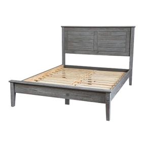 Contemporary White Solid Pine Platform Bed (Color: Grey, size: Queen)