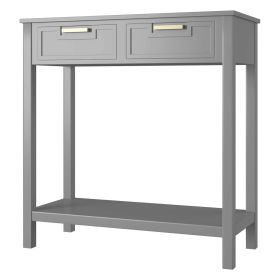 Modern Entryway Accent 2 Drawer Sofa Side Table (Color: Grey)