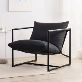Modern Upholstered Accent Chair with Metal Frame (Color: DARK GREY)