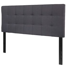King size Modern Light Grey Fabric Upholstered Panel Headboard (Color: DARK GREY, size: Full)