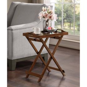 Folding TV Tray Bedside Table in Wood Finish (Color: Dark Brown Espresso)