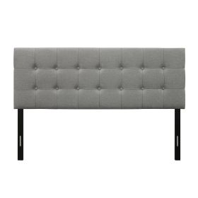 Contemporary/Mid-Century Button-Tufted Headboard Upholstered Fabric (Color: Grey, size: Full)