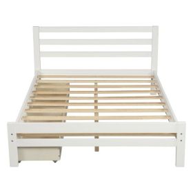 Low Profile 2 Drawer Storage Platform Bed (Color: White, size: Full)