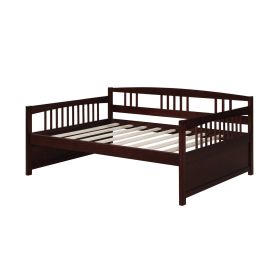Solid Wood Day Bed Frame (Color: Espresso, size: Full)