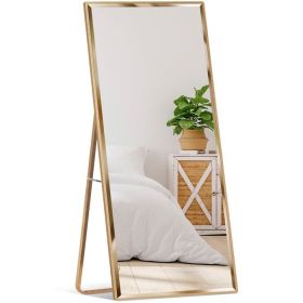 Large Full-Length Leaning Wall or Hanging Mirror (Color: Gold)