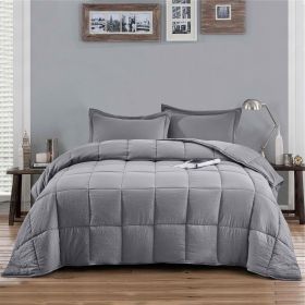 Queen Size Grey 3 Piece Microfiber Reversible Comforter Set (options: Queen Size Grey)