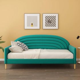 Twin size Mid-Century Green Velvet Upholstered Daybed (Color: Green)