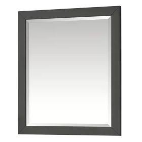 32-in x 28-in Bathroom Wall Mirror with Solid Wood Frame (Color: Grey)