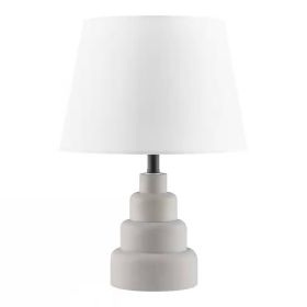 Small Desk Light Table Lamp with White Fabric Shade for Bedside Nightstand (Color: Grey)