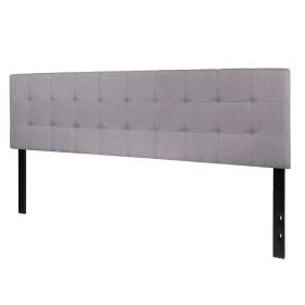 King size Modern Light Grey Fabric Upholstered Panel Headboard (Color: LIGHT GREY, size: King)