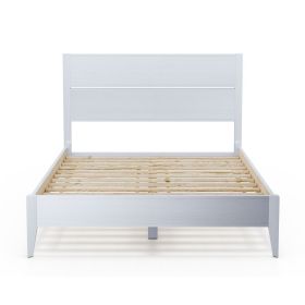 Rustic Mid Century Slatted Platform Bed (Color: White, size: King)