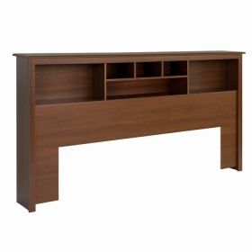 Bookcase Headboard  Book Shelf Wood Finish (Color: Cherry, size: King)