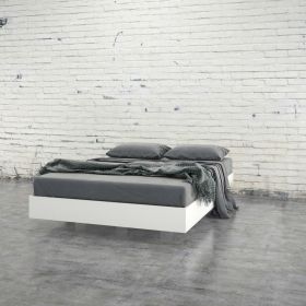 Modern Floating Style Platform Bed Frame (Color: White, size: Full)