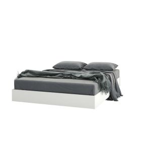 Modern Floating Style Platform Bed Frame (Color: White, size: Queen)