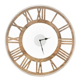 20-inch Classic Farmhouse Natural Wood Roman Numerals Wall Clock (size: 20-Inch)