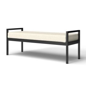 Modern Industrial Bed Bench with Black Metal Frame and Cushion (Color: Cream, Option: Upholstered)