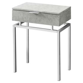 Modern End Table 1 Drawer Nightstand Gold Legs (Color: Grey W/Chrome, size: 24In.)