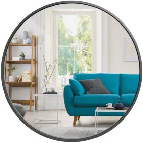 Round Bathroom Vanity Wall Mirror Frame (Color: Matte Black, size: 37 Inch)