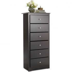 Modern 6 Drawer Tall Wood Dresser Chest (Color: Espresso)