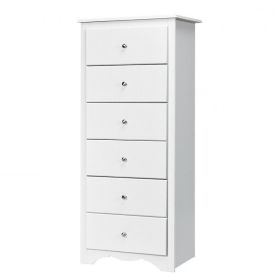 Modern 6 Drawer Tall Wood Dresser Chest (Color: White)
