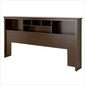 Bookcase Headboard  Book Shelf Wood Finish (Color: Espresso, size: King)