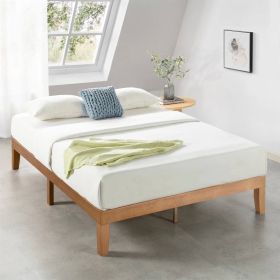 Solid Wood Platform Bed Frame in Natural Wooden Finish (size: Queen)