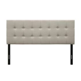 Contemporary/Mid-Century Button-Tufted Headboard Upholstered Fabric (Color: Light Grey Beige Taupe, size: Queen)