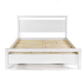 FarmHouse Traditional Rustic Platform Bed (Color: White, size: Queen)
