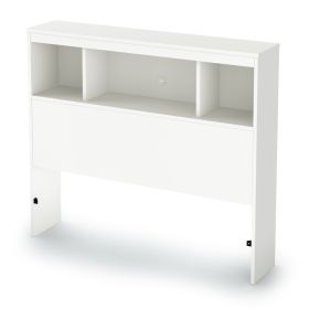 Modern Bookcase Headboard in Wood Finish (Color: White, size: Twin)
