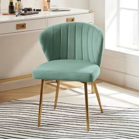 Velvet Upholstered Wingback Accent Side Chair w/ Gold Metal Legs (Color: Sage Green)
