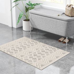 Hand Woven Wool Blend Grey Beige Ivory Persian Style Area Rug (size: 2 Ft. X 3 Ft.)