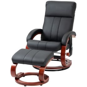 Adjustable Faux Leather Electric Remote Massage Recliner Chair w/ Ottoman (Color: Black)
