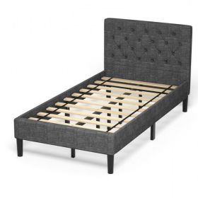 Modern College Dorm Wooden Platform Bed (Color: Grey, size: Twin)