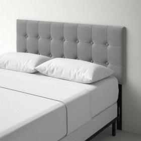 Contemporary/Mid-Century Button-Tufted Headboard Upholstered Fabric (Color: Grey, size: Twin)