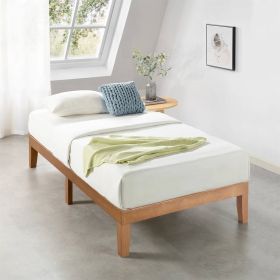 Solid Wood Platform Bed Frame in Natural Wooden Finish (size: Twin Xl)