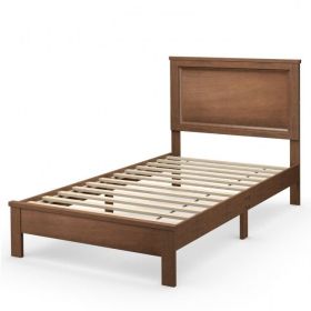 Modern College Dorm Wooden Platform Bed (Color: Walnut, size: Twin)
