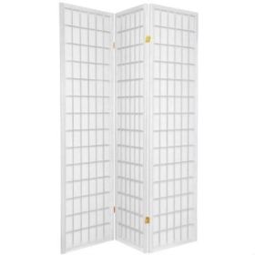 Japanese Asian Style 3-Panel Room Divider Shoji Screen (Color: White)