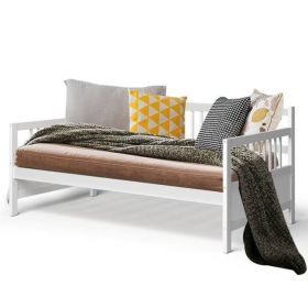 2-in-1 Wood Daybed Frame Sofa Bed (Color: White, size: Twin)