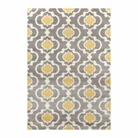 Trellis Geometric Polpropylene Area Rug (Color: Grey Yellow, size: 3'3" X5')